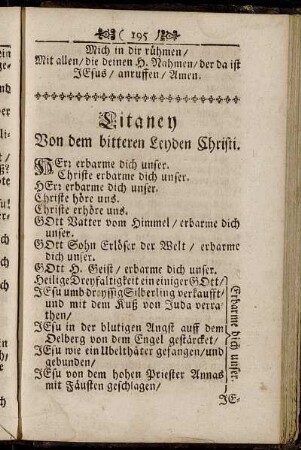 Litaney Von dem bitteren Leyden Christi