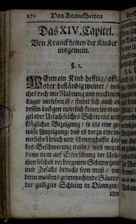 Das XIV. Capitel. Von Kranckheiten der Kinder insgemein.