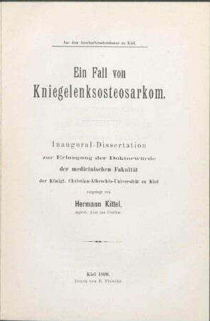 Ein Fall von Kniegelenksosteosarkom