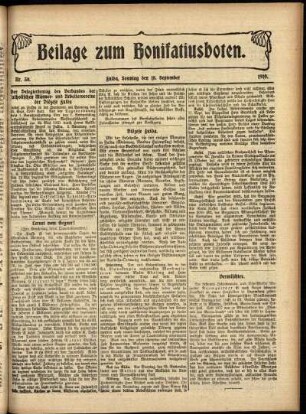 Zweite Ausgabe vom Sonntag, den 18. September 1910.