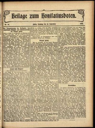 Zweite Ausgabe vom Sonntag, den 18. September 1910.