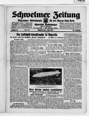 Schwelmer Zeitung : allgemeiner Kreisanzeiger für den Ennepe-Ruhr-Kreis : Schwelmer Stadtanzeiger