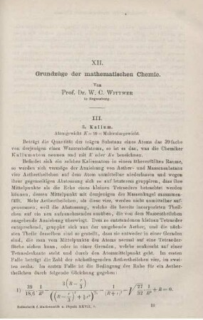 XII. Grundzüge der mathematischen Chemie.