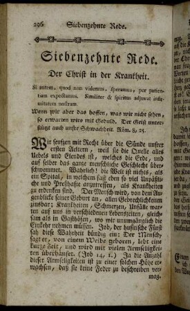 Siebenzehnte Rede. Der Christ in der Krankheit.