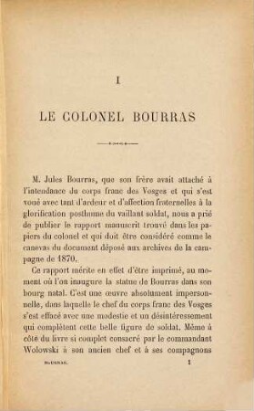 Le colonel Bourras : rapport du colonel sur les opérations du corps franc des Vosges
