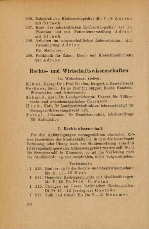 50-53, Rechts- und Wirtschaftswissenschaften