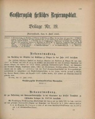 6. Juli-22. September 1887 = Beilage Nr. 19-26