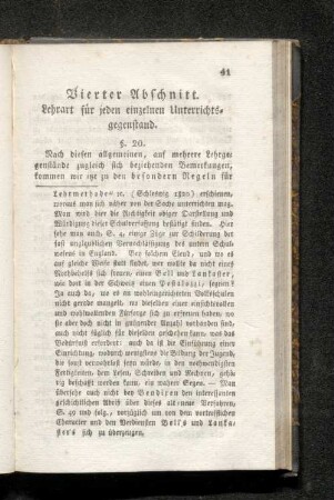 Vierter Abschnitt. Lehrart für jeden einzelnen Unterrichtsgegenstand.