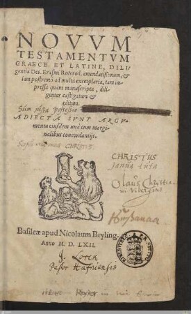 Novvm Testamentvm Graece Et Latine