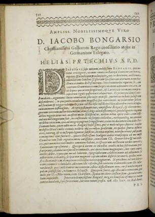 Ampliss. ... D. Jacobo Bongarsio ... Galliarum Regis Consiliario ...