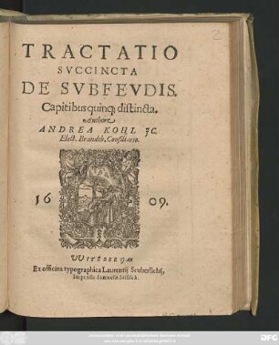 Tractatio Succincta De Subfeudis : Capitibus quinq[ue] distincta