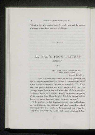 Extracts from letters resumed.