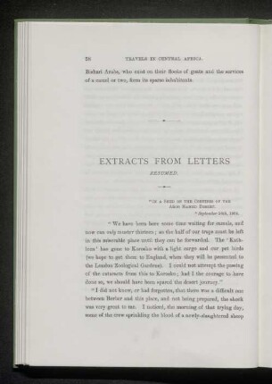 Extracts from letters resumed.