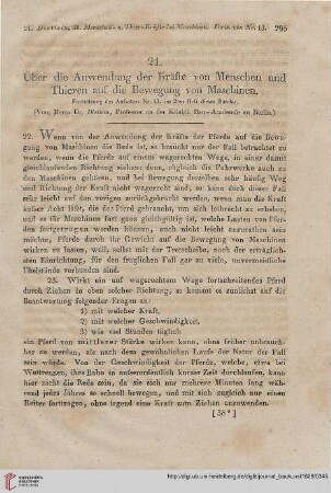 1: Über die Anwendung der Kräfte von Menschen und Thieren auf die Bewegung von Maschinen, [2]