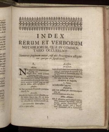 Index Rerum Et Verborum Notabiliorum, Quæ In Commentario Occurrunt