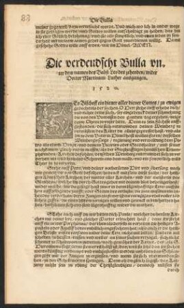 Die verdeudscht Bulla unter dem namen des Babst Leo des zehenden ...