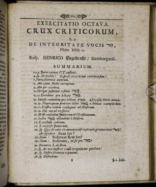 Exercitatio Octava Crux Criticorum [...]