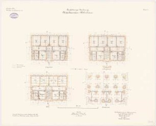 Proviantamt, Köln Unterbeamten-Wohnhaus: Grundriss Fundamente, KG, EG, 1. OG, 1:100