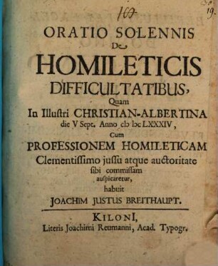 Oratio solennis de homileticis difficultatibus