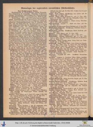 Genealogie der regierenden europäischen Fürstenhäuser.