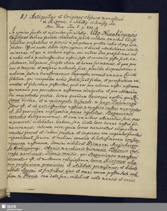 II. Antiquitas et Origines obscura Monasterii in Riezowe