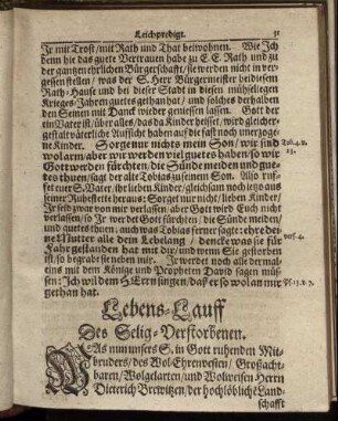 Lebens-Lauff Des Selig-Verstorbenen; Beschluß.