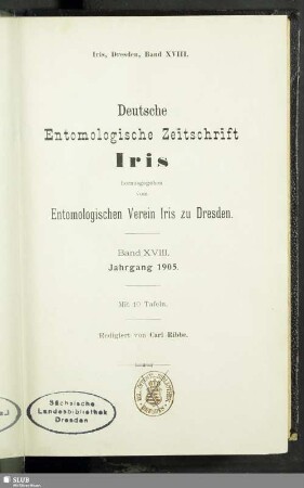 18.1905: Deutsche entomologische Zeitschrift Iris