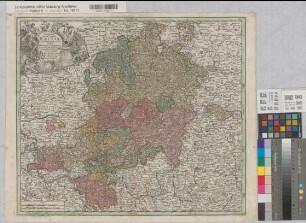 Hessen (Landgrafschaft) Territorialkarte Superior et inferior Hassiae landgraviatus ... 1.H. 18.Jh. 7 dt. Meilen = 9,7 cm 47 x 54,5 farb. Kupferstich: Matthäus Seutter, Augsburg Tobias Lotter sculp. B I Nr. 15