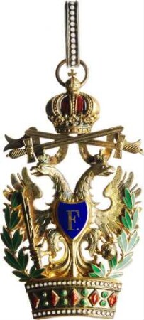 Österreichisch-kaiserlicher Orden der Eisernen Krone - Kleinod 1. Klasse mit Kriegsdekoration und Schwertern am Schulterband