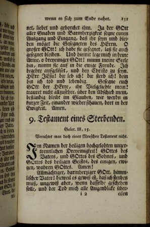 9. Testament eines Sterbenden. - 15. Sterbens-Seufzer, aus geistreichen Liedern.