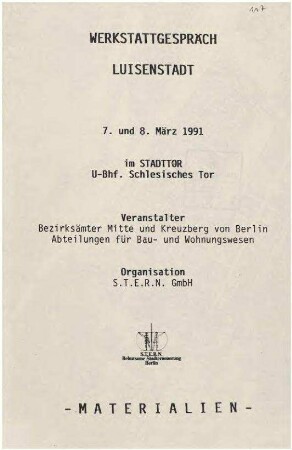 Materialien: Werkstattgespräch Luisenstadt