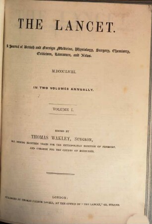 The lancet. 1858, Vol. 1