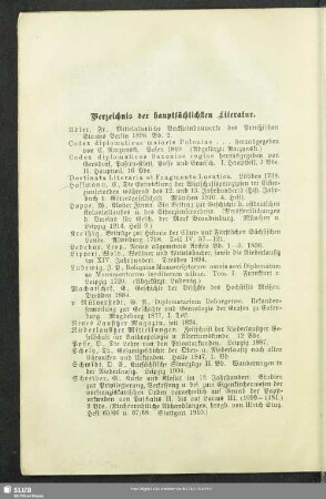 Verzeichnis der hauptsächlichsten Literatur
