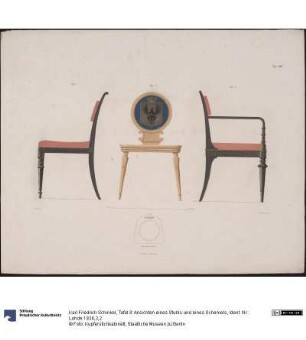 Tafel 8: Ansichten eines Stuhls und eines Schemels