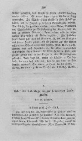 X. Ueber die Todestage einiger hessischen Landgrafen.