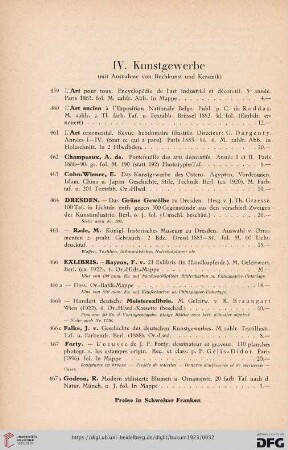 IV. Kunstgewerbe (Nr. 459-610)