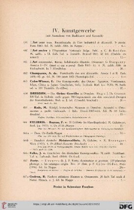 IV. Kunstgewerbe (Nr. 459-610)
