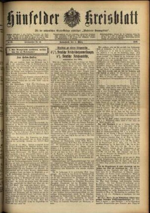 Erste Ausgabe vom Samstag, den 04. März 1916.