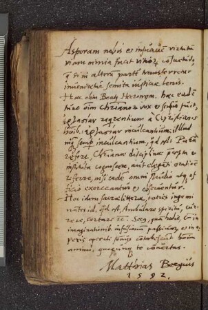 Matthias Beegius. – Incipit: Asperam nobis et insuavem virtutem viam nimia facit vitiorum consuetudo. – [Ingolstadt], 1592