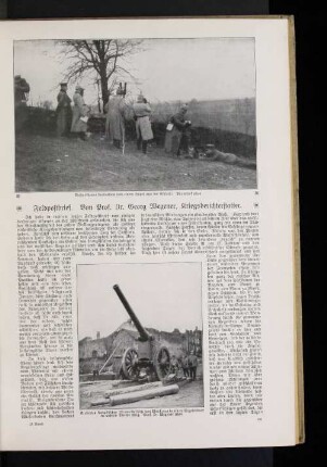 Erobertes französisches 155 mm=Geschütz von Maubeuge in einem Vogesendorf in unserm Dienste tätig.