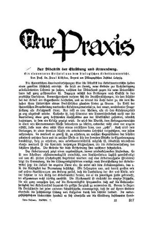 Neue Praxis : Zur Didaktik der Einübung und Anwendung