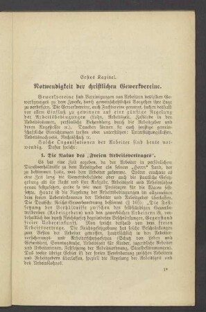Erstes Kapitel. Notwendigkeit der christlichen Gewerkvereine