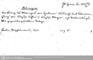 Literatura Graeca A 1517.m