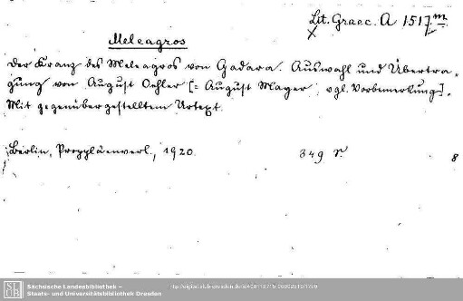 Literatura Graeca A 1517.m