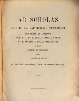 Inest Ioannis ab Arnim de Aristonis Peripatetici apud Philodemum vestigiis
