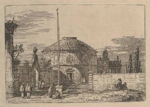 Italienische Idealveduten, I: Capriccio mit einer Kuppelkirche