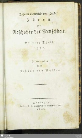 5: Ideen zur Geschichte der Menschheit : Dritter Theil. 1787