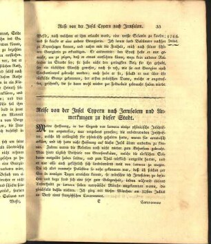 Reise von der Insel Cypern nach Jerusalm und Anmerkungen zu dieser Stadt.