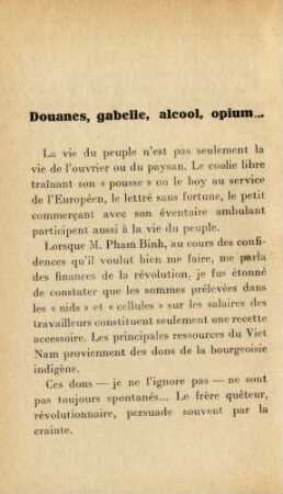 Douanes, gabelle, alcool, opium...