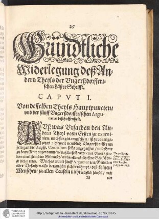 Gründliche Wiederlegung deß andereren Theyls der Angersdorfferischen LästerSchrift